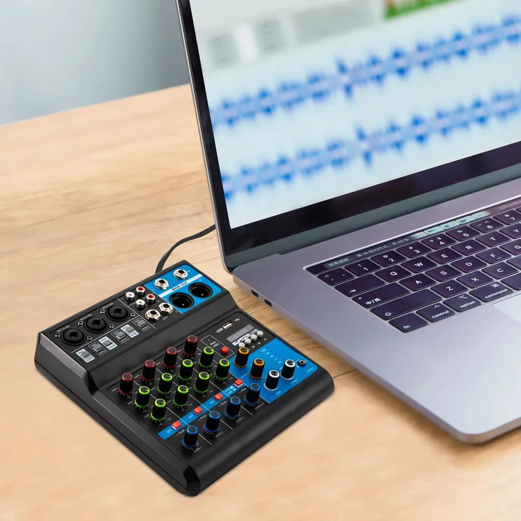 Mixeur audio Bluetooth 5.0 à 5 canaux avec interface USB pour studio