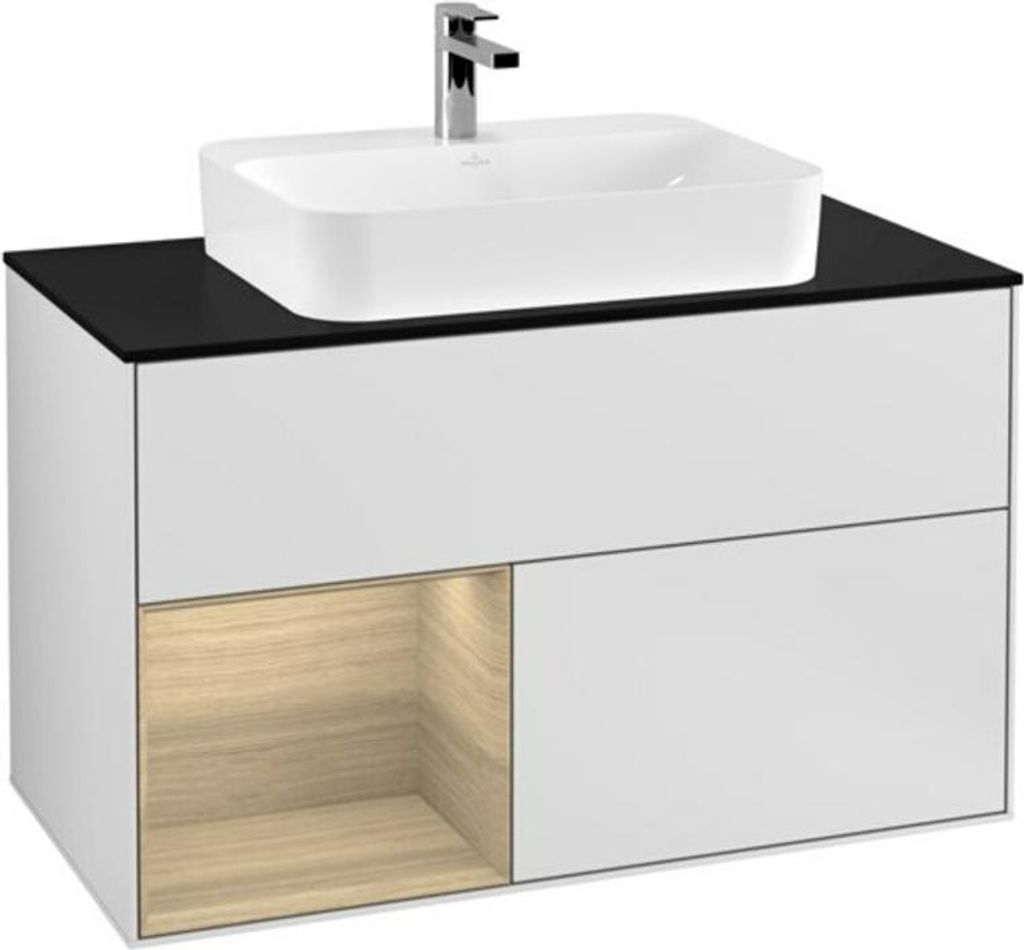 V&B Waschtischunterschrank Finion 100, Pl bla m, Reg li Oa ven, wh. m Lac