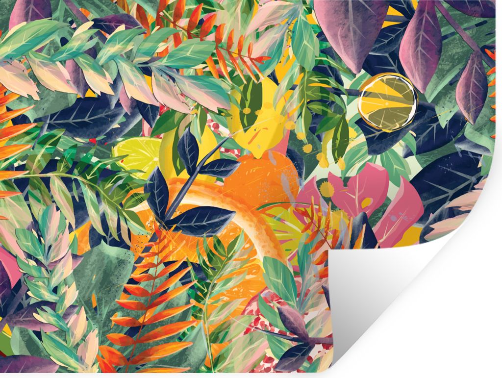 MuchoWow Wandtattoo Wandsticker Wandaufkleber Blumen - Dschungel - Tropisch 40x30 cm Selbstklebend und Repositionierbar - Faltenfrei