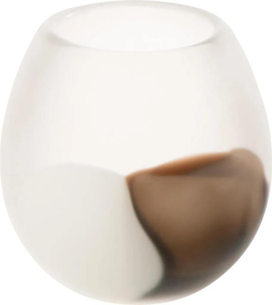 Petit photophore en verre design boule blanc et marron - Style J-Line