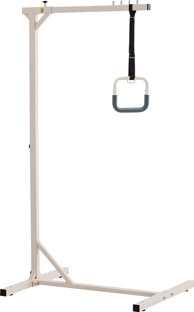 A freestanding bed rail or patient lift assist device.