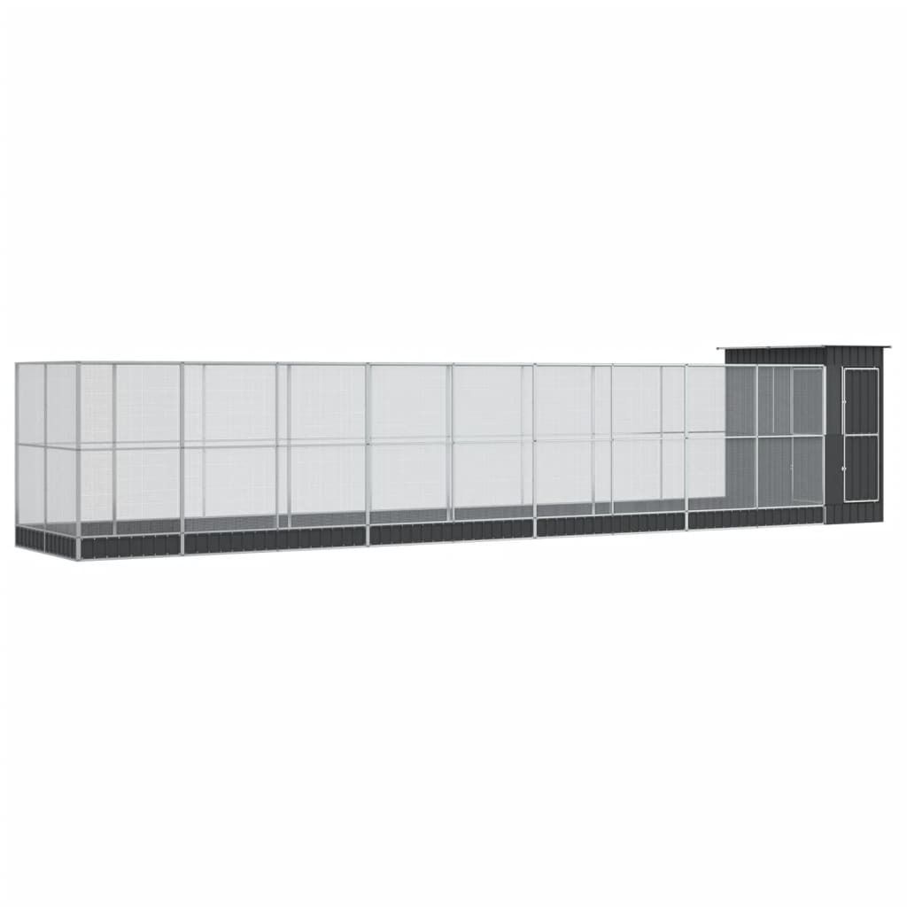 Voliere mit Erweiterung Silbern 1037x203x216 cm Stahl