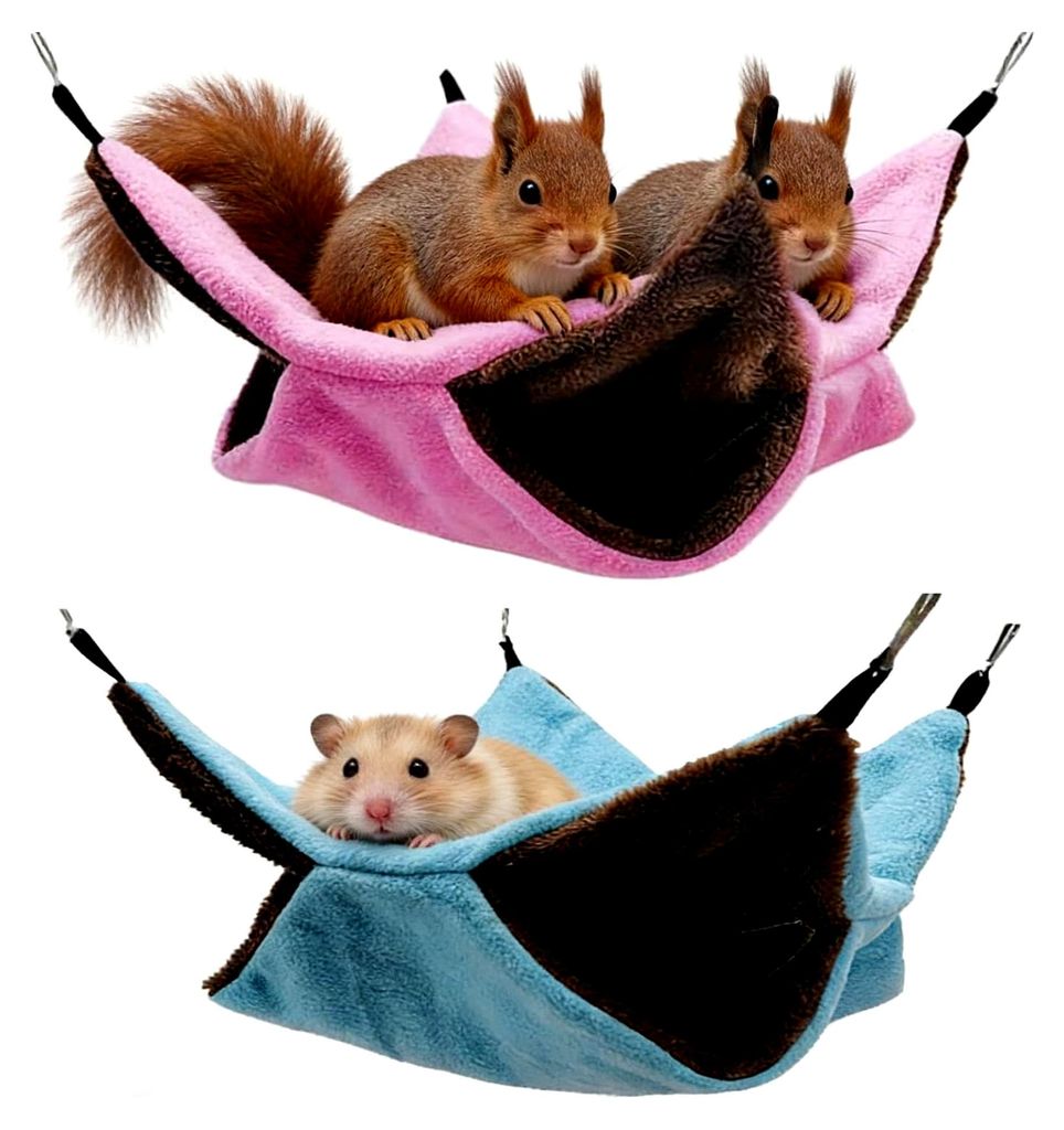 2 Stück Hängematte für kleine Haustiere, Hängematte für Kleintiere, Kuschelhöhle für Meerschweinchen, Hängematte für Ratten, Spielzeug fü...