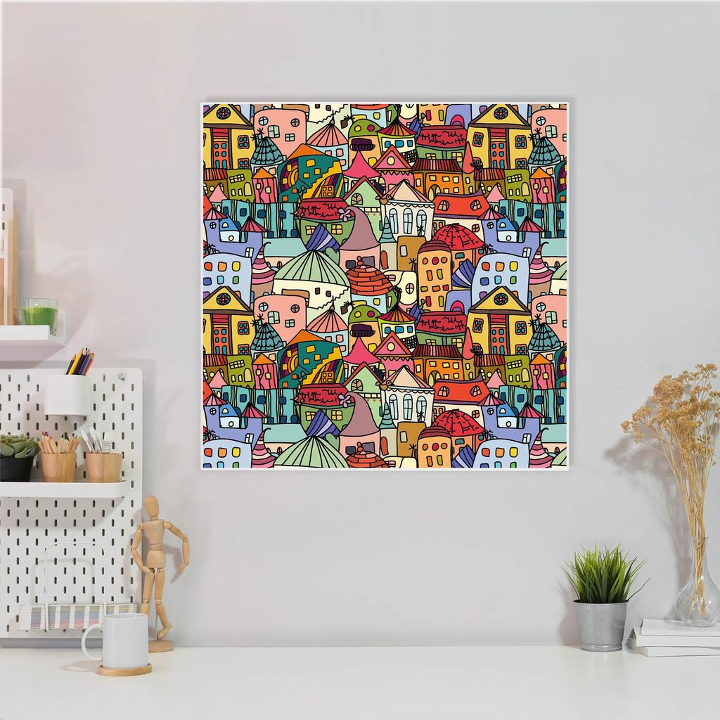 Design Stahlmagnettafel Quadratisch 50x50cm Funky Town