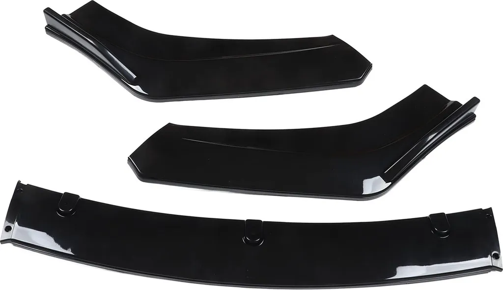Lèvre de Pare-choc Avant Noir Brillant 3pcs Ultra Résistante 1800mm