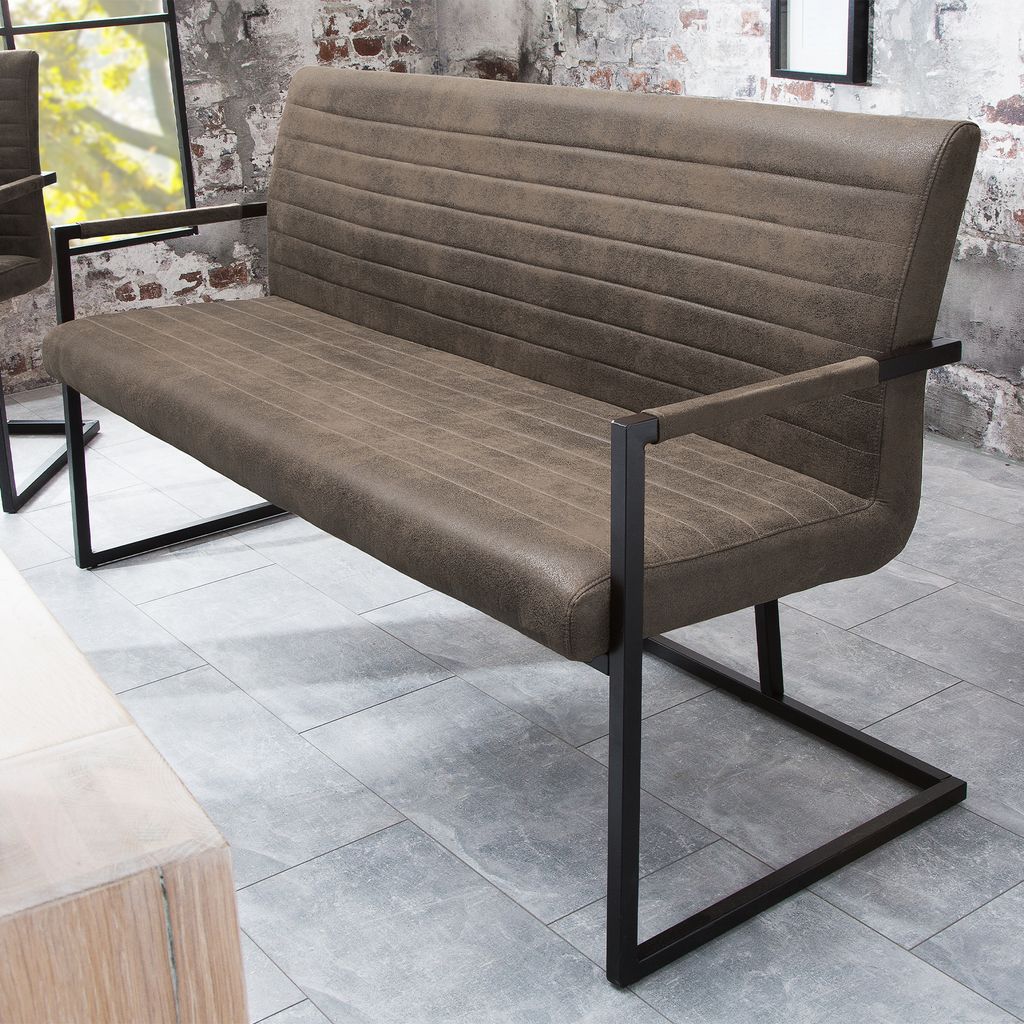 Industrial Freischwinger Bank LOFT 160cm taupe mit Armlehne