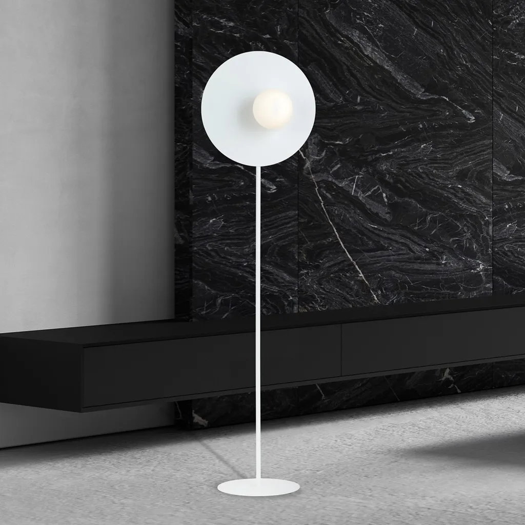 Lampadaire de lecture blanc design pour chambre ou bureau moderne E14
