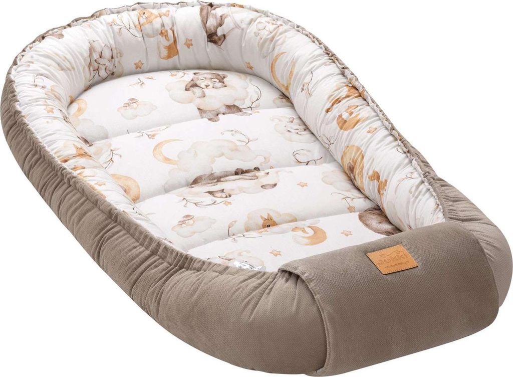 Sweet Teddy & Latte Velvet Baby nest Kokon XXL