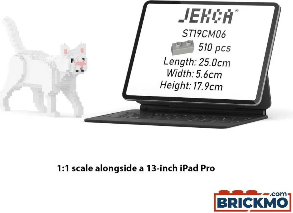 Puzzle 3D Chat Blanc JEKCA Mini 01S Statue en Briques à Assembler