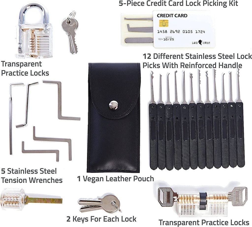 LOCK COWBOY 30-teiliges Lockpicking Set mit 3 transparenten Produktbild 2