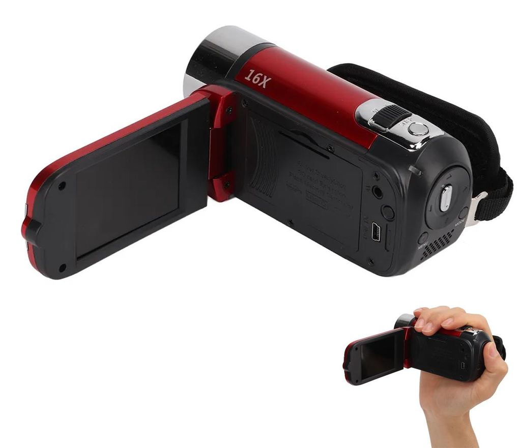 Handheld Video-Camcorder 1080P – 16 MP DV-Kamera, 2,7-Zoll TFT drehbarer Bildschirm, 16-fach Zoom, USB Vlogging Kamera für Kinder