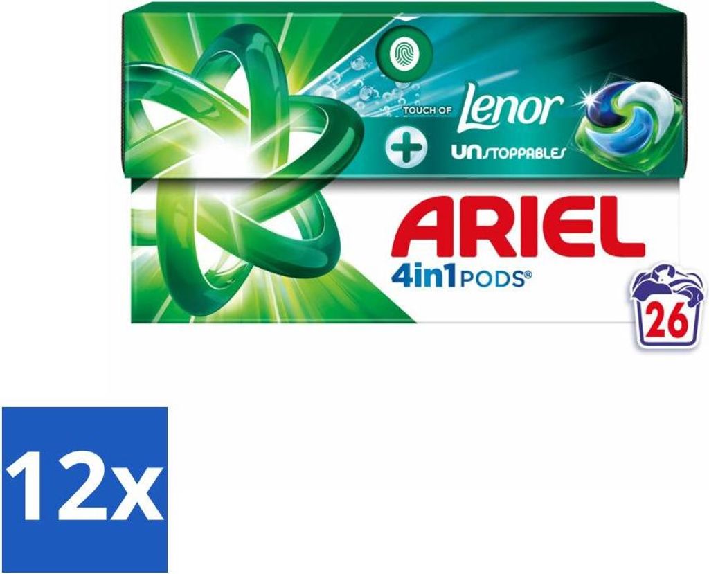 Ariel - 4-in-1 Waschmittelkapseln - Lenor Unstoppables - 26 Kapseln - Vorteilspack - 12 Stücke