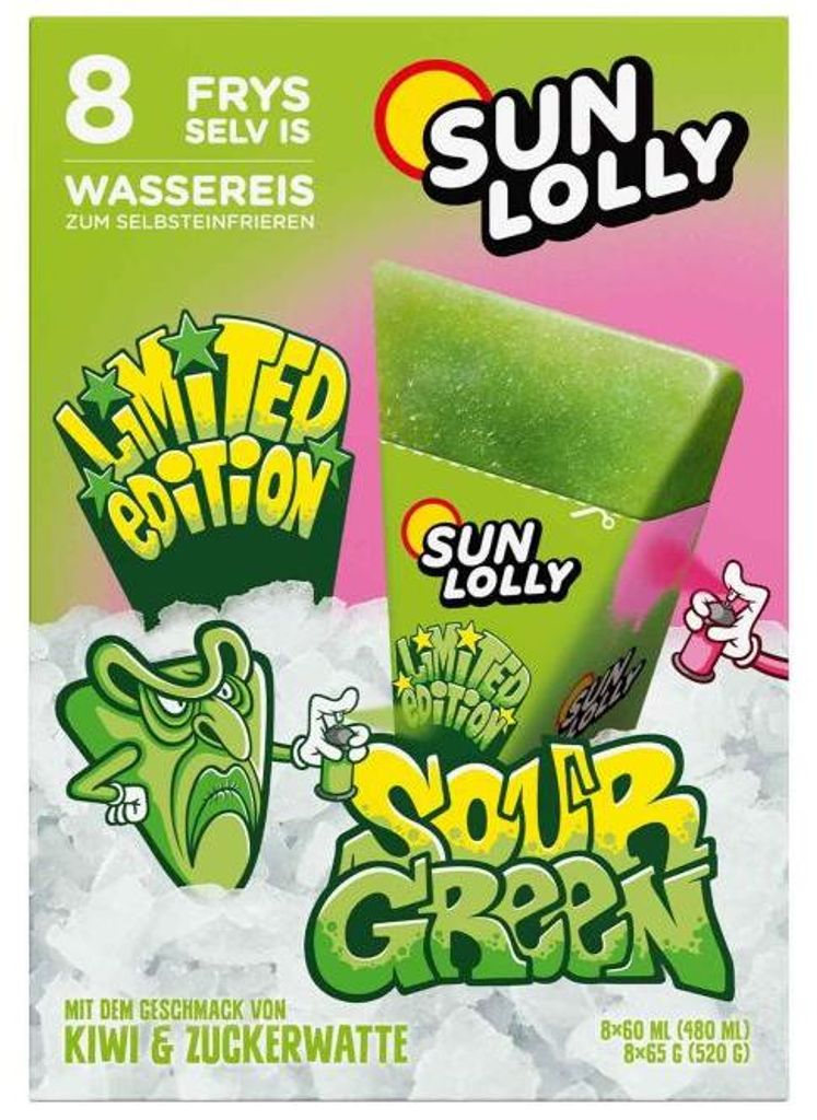 Sun Lolly Wassereis Sour Green 8er Produktbild 