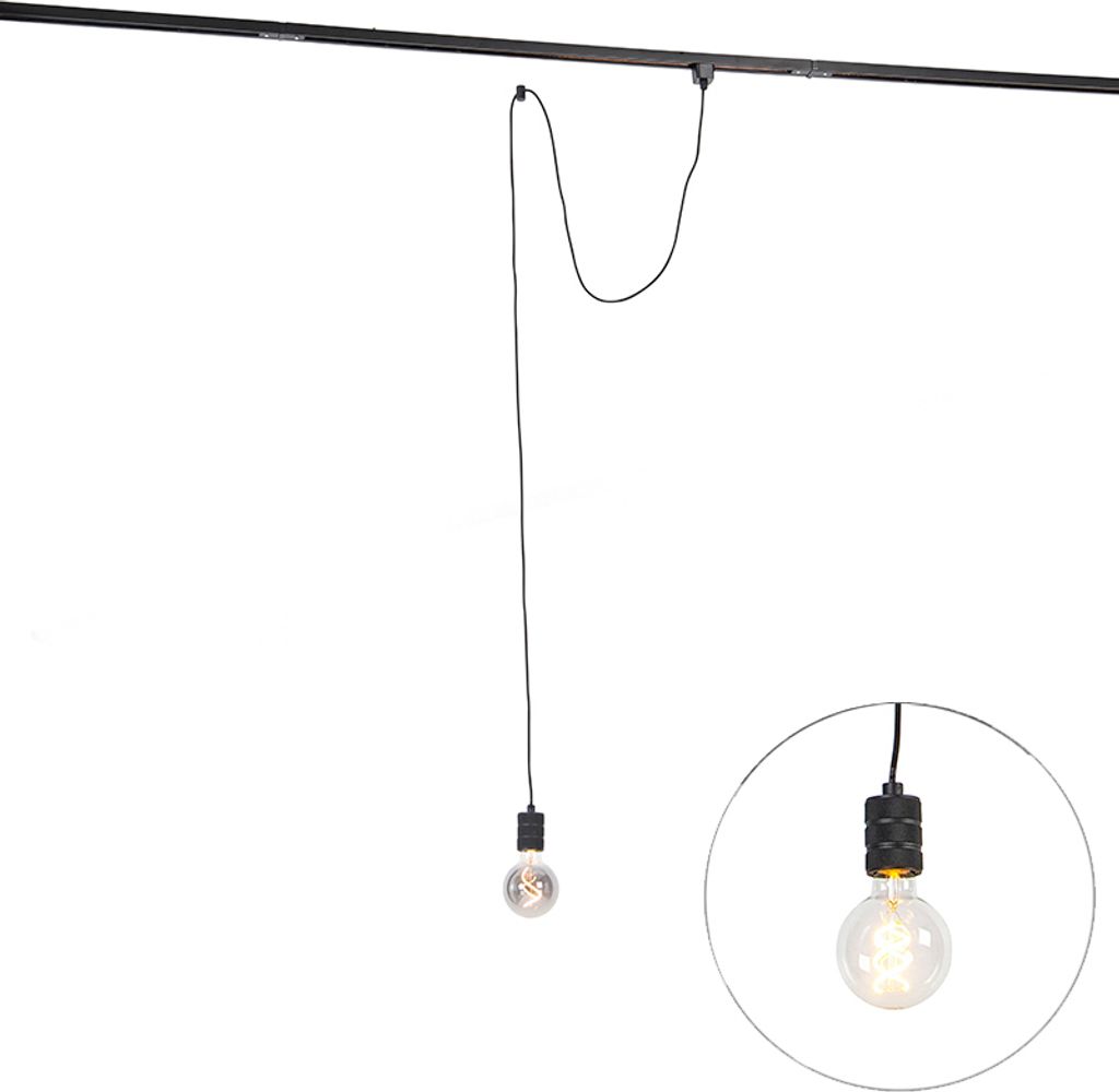 QAZQA - Modern Puristische Pendelleuchte I Pendellampe I Hängelampe I Pendellampe I Puristische Pendelleuchte I Lampe I Leuchte schwarz für Schie...