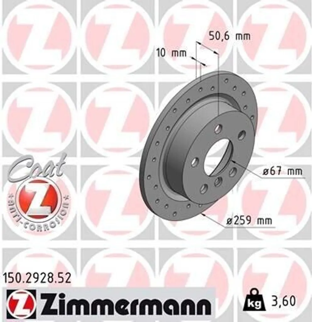 Disque de frein anti-corrosion Zimmermann 150.2928.52 spécial Mini F57