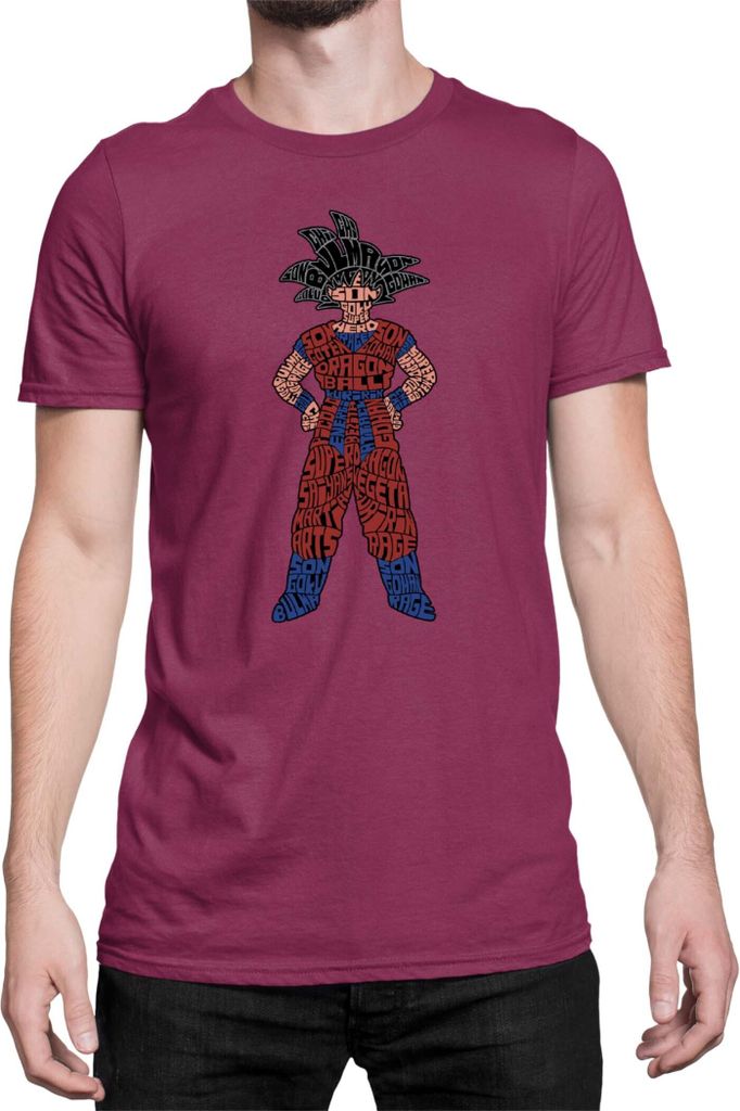 Herren T-Shirt Dragon Anime Manga Ball Z Goku 04, Man M / Burgundy
