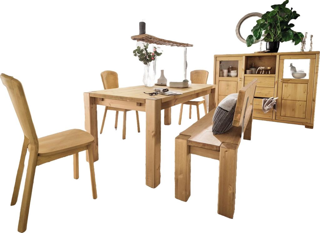 Sitzbank Vita mit Rückenlehne Kiefernholz Natur 160 x 47 x 86 cm