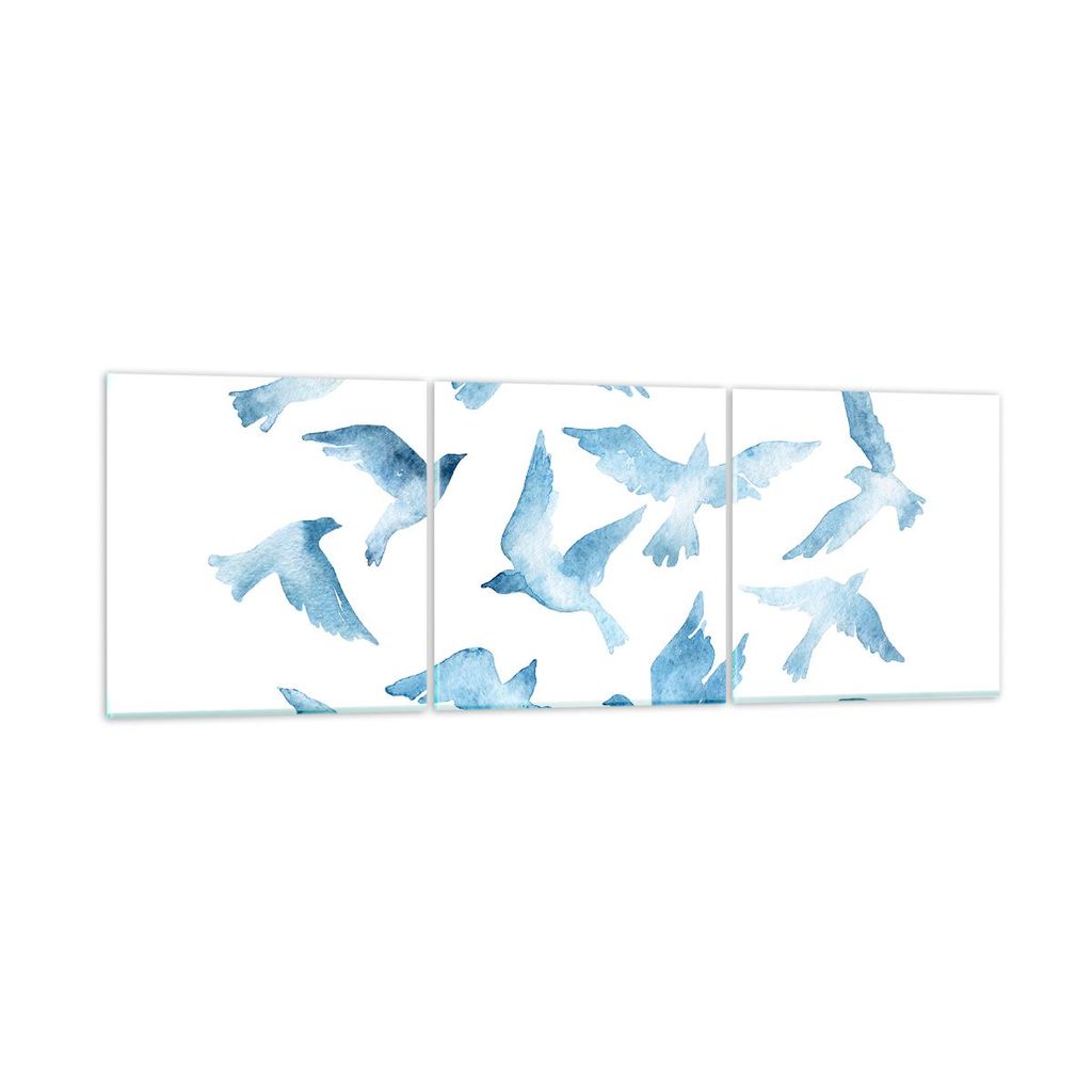 Bilder auf glas - Vögel digital Wolke Taube - 150x50cm - Glasbilder - Wandbilder - Kunstdruck - zum Aufhängen bereit - Wanddekoration aus Glas - ...