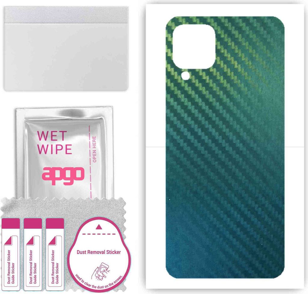 apgo Rückseite Schutzfolie, Skin, kompatibel mit Samsung Galaxy M12, Hinten Displayschutzfolie aus Vinylfolie, kratzfest, einfache Montage - Kohle...