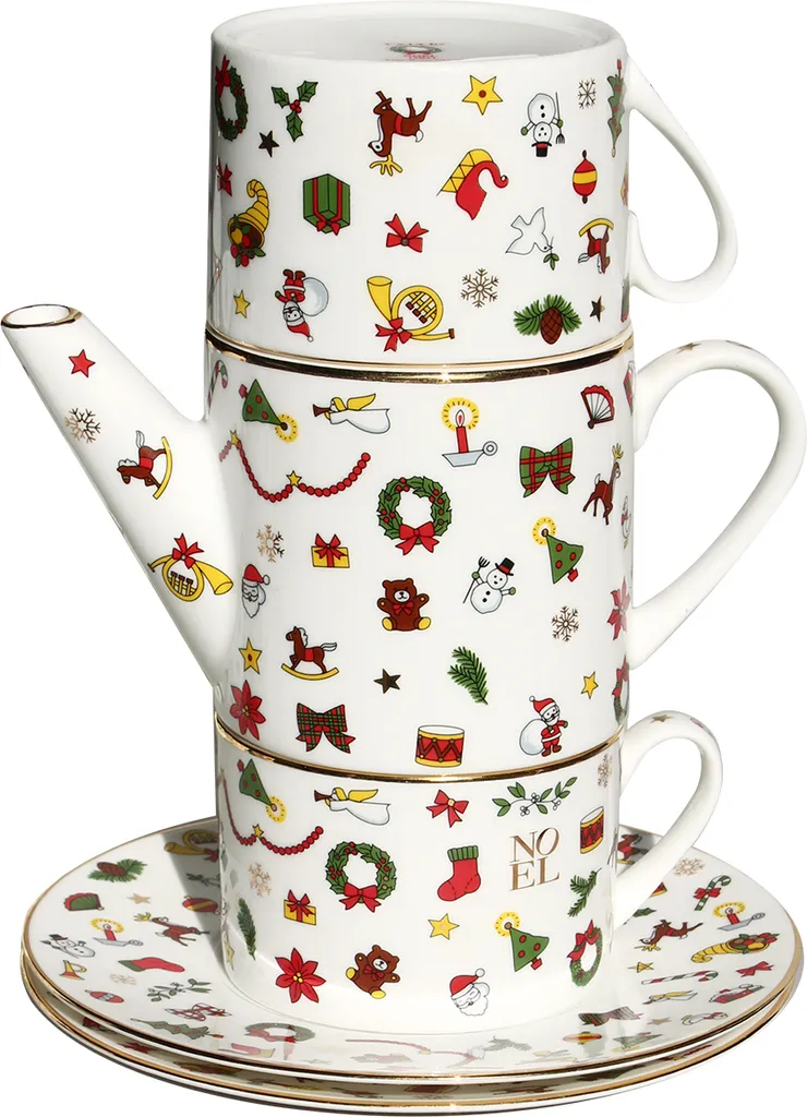 Regalo Natale Taitù Noël Oro | Set Tazze Caffè/Tè per Due in Oro