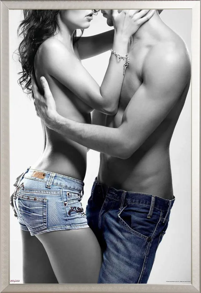 Affiche Jeans Boy & Girl Colourlight et cadre Shinsuke anti-reflet