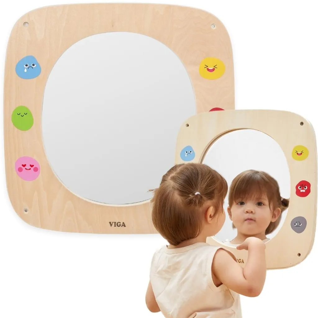 Planche sensorielle en bois miroir incassable et émoticônes