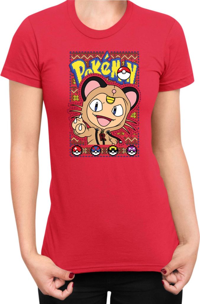 Damen T-Shirt Japan Manga Anime Comics Pokemon 031, Lady S / Rot