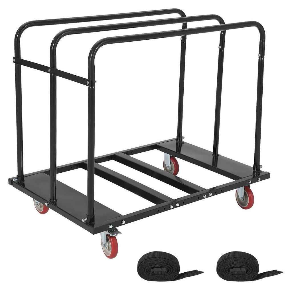 Platten- und Tischwagen - Transportwagen/Dolly - Tragfähigkeit 816 kg - Schwerlast - Mit Lenkrollen - Für Klapptische & Gipskartonplatten - Schwarz