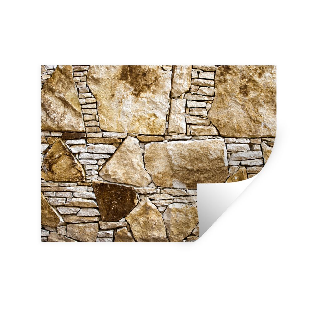 MuchoWow Wandtattoo Wandsticker Wandaufkleber Felsbrocken - Mauer - Steine 80x60 cm Selbstklebend und Repositionierbar - Faltenfrei