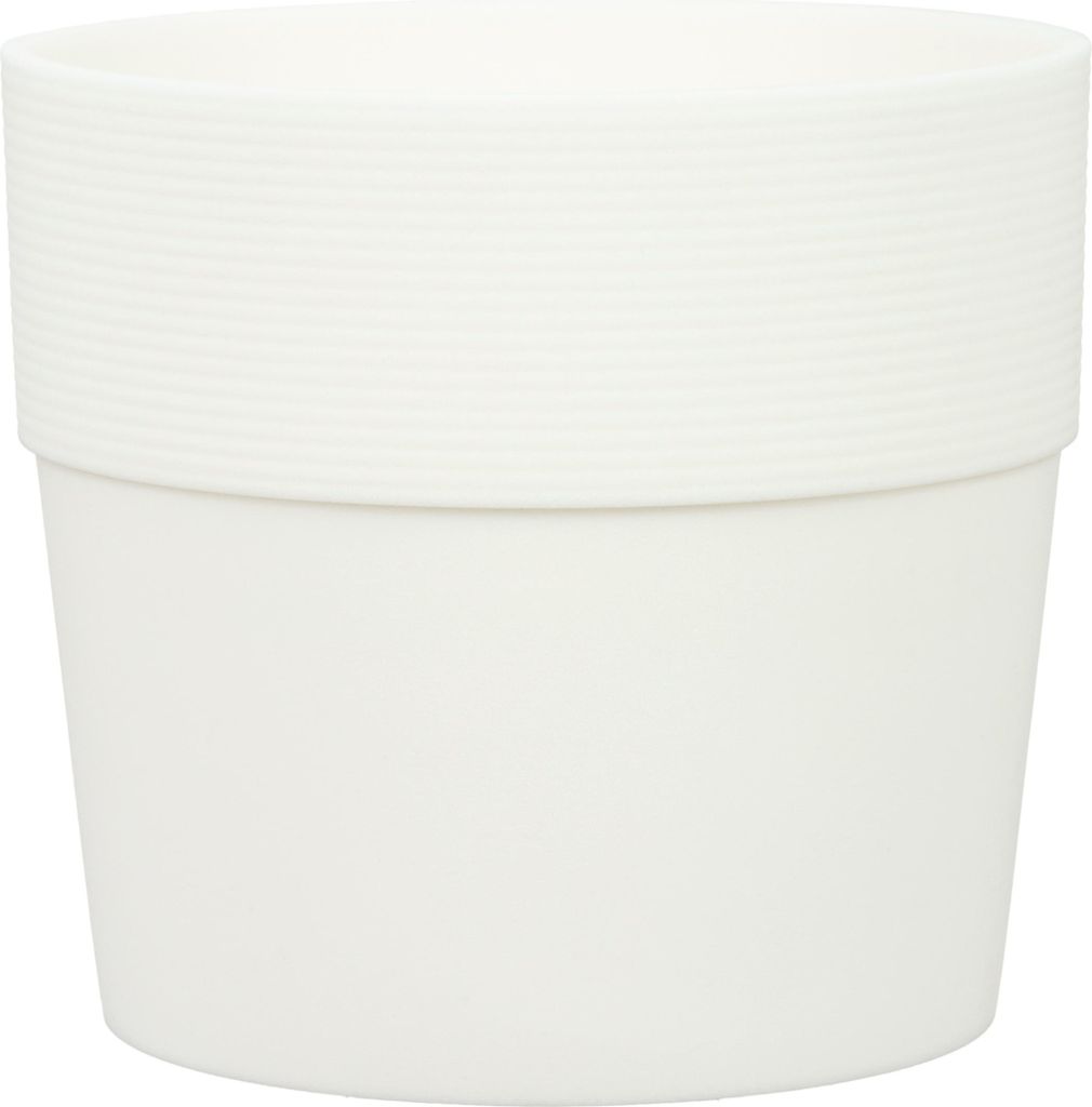 Scheurich Groove 30, Blumentopf/Pflanzkübel, rund, aus Kunststoff Farbe: Bianco, 28 cm Durchmesser, 26 cm hoch, 10 l Vol.