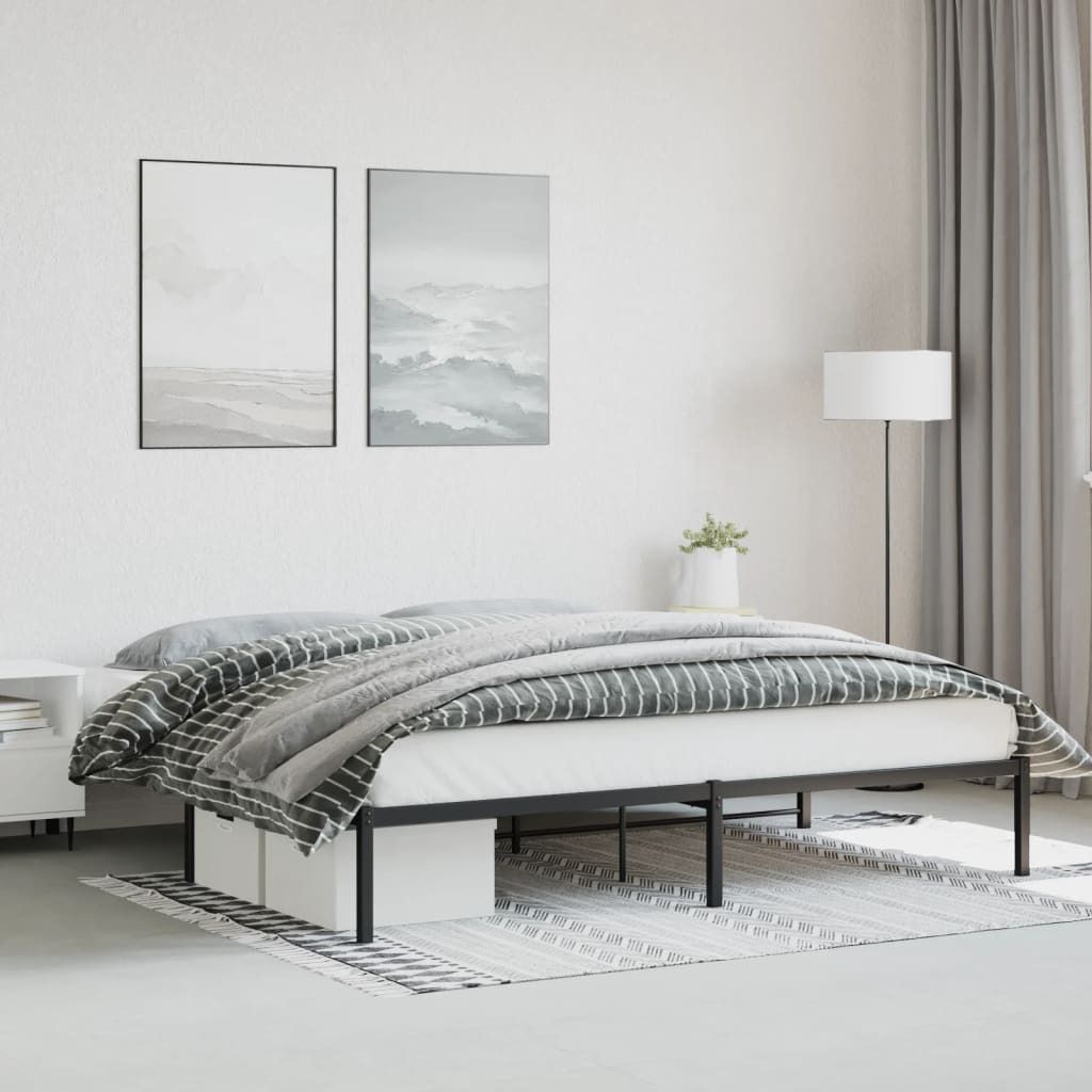 Design Möbel Bettgestell Metall Schwarz 200x200 cm - 2024 Neu