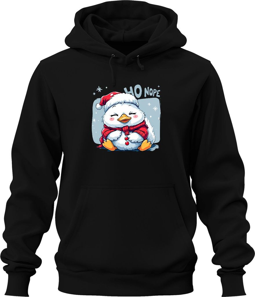 HO NOPE niedlicher Weihnachts Pinguin Cartoon Kawaii süß lustig Uni Hoodie Kapuzenpullover, Schwarz, XL