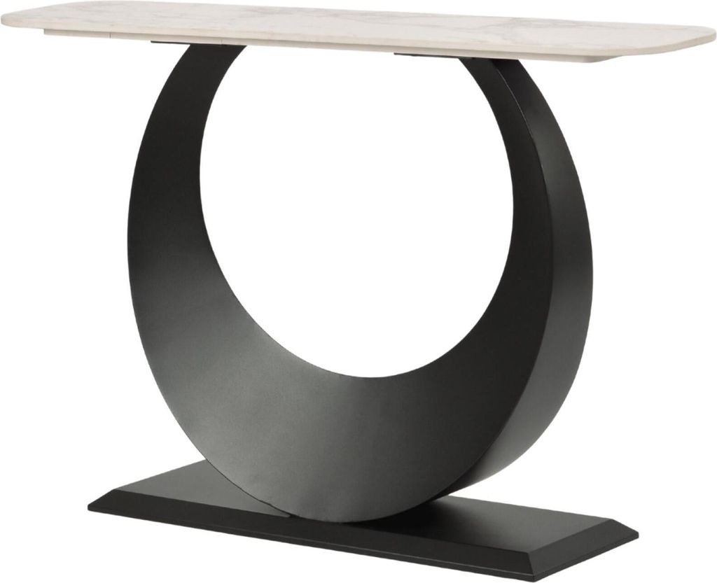 FURNLUX Konsolentisch Modig Marmor Weiss Und Schwarz 120cm / Hauptfarbe: Weiß / Abmessungen: 120 x 80 x 30 cm