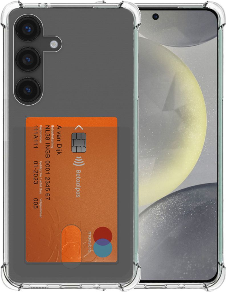 Smartphonica Handytasche passend für Samsung Galaxy S24 mit Kartenhalter Transparentes Silikon - Transparentes TPU stoßfestes Backcover Case mit ...