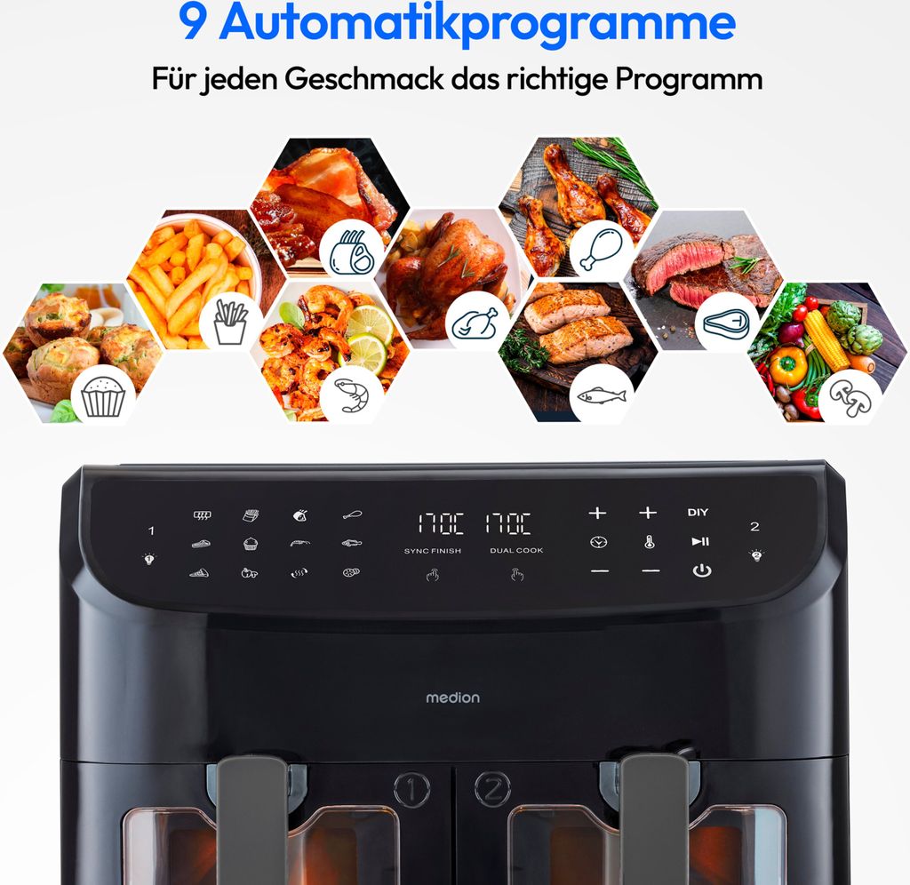 Medion® Heißluftfritteuse P20 XXL Twin MD11760, 2600 W von OTTO für 77