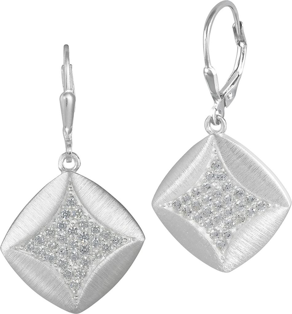 SilberDream Ohrhänger weiß Ohrringe Silber Quadrat Zirkonia Damen D2SDO362M