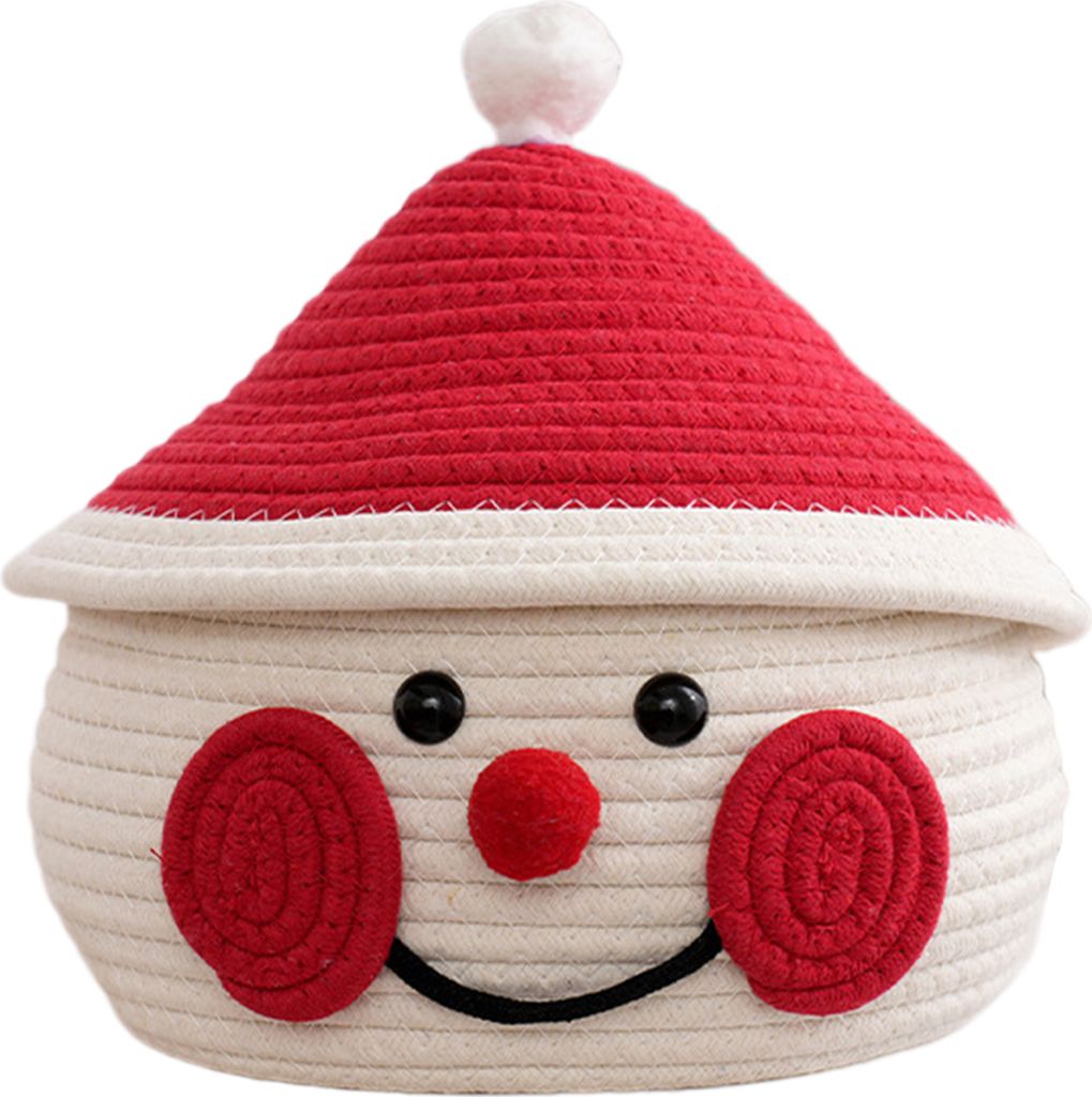 Weihnachtlicher geflochtener Korb mit Deckel, Schneemann, Weihnachtsbaum, Aufbewahrungsbehälter, Weihnachtsgeschenkbehälter, Organizer für Snack...