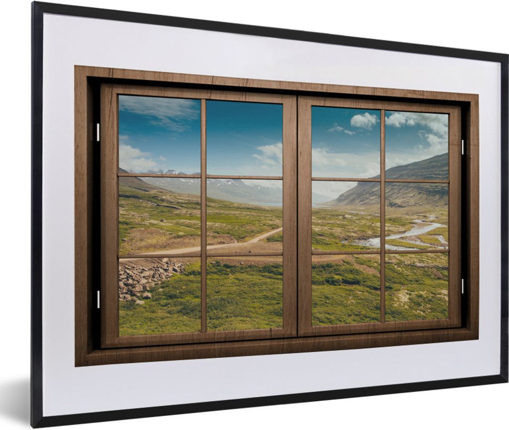 MuchoWow MuchoWow Gerahmtes Poster Ausblick - Natur - Landschaft 60x40 cm - Poster mit zchwarzem Bilderrahmen - Schlafzimmer - Plakat in Rahmen...