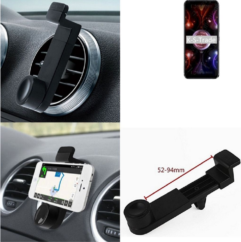 K-S-Trade Lüftungshalterung kompatibel mit Asus ROG Phone 5s Pro KFZ-Halterung Autohalterung Handy-halterung Lüftungsgitter Lüftungsschlitze