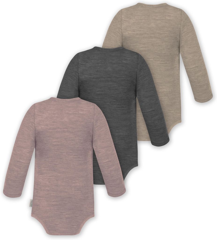 normani 3er Pack Baby Merino Body Langarm