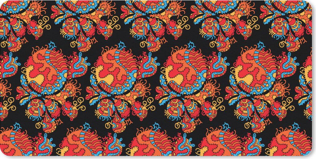 MuchoWow Mauspad Mousepad Drache - Muster - alt und neu 60x30 cm - Mousepads - Maus Mat - Pad - Mausunterlage - Nachhaltig