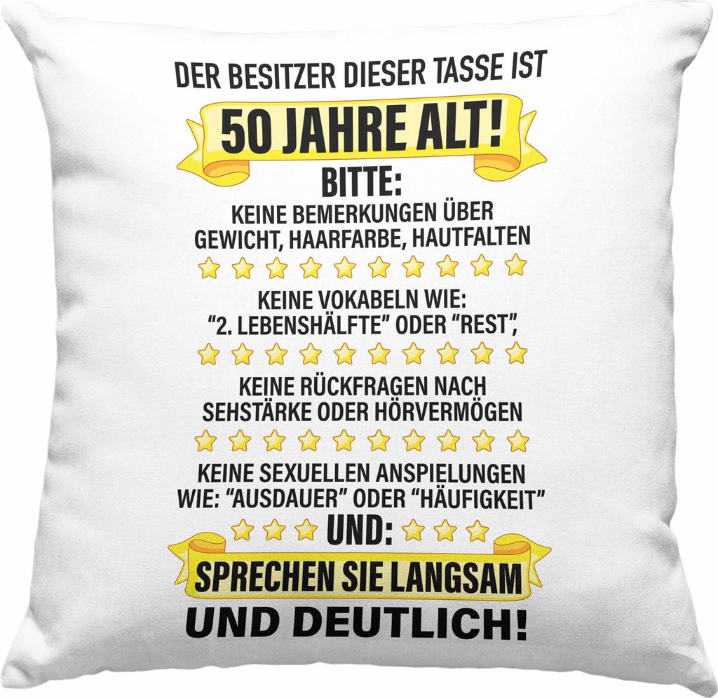 Trendation - 50. Geburtstag Männer Deko-Kissen mit Füllung 40x40 Geschenk Geschenkidee 50er Geburtstag Spruch Perfektion Vater Papa Lustiger Spru...
