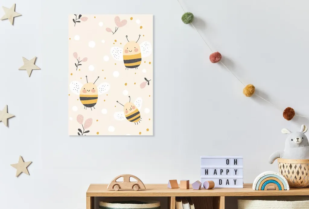 Quadro Api 60x90 cm - Design Moderno per Cameretta Neonato e Bambini - 4