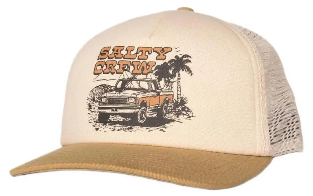 Casquette Enfant de Type Trucker Beige Salty Crew avec Visière Courbée