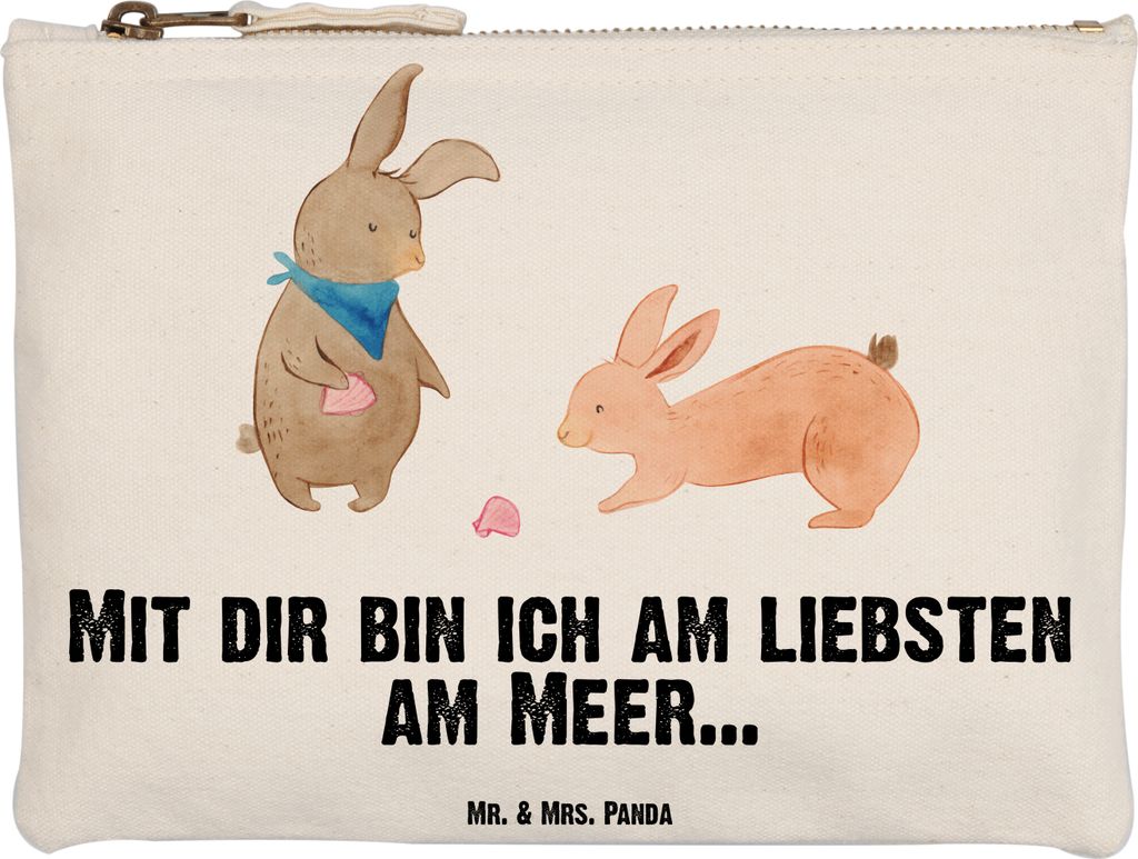 Mr. & Mrs. Panda Beauty Bag Hasen Muschel Grösse XL Große - Weiß - Geschenk, Muttertag, Federtasche, Beste Freundin, case, Stoffbeutel, BFF, Mus...