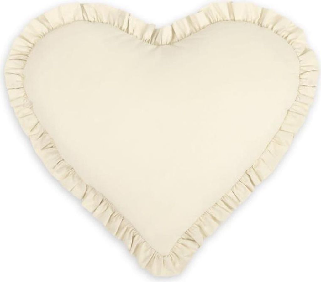 Herzförmiges Kissen - Dekokissen - gute Stützkraft, 100 % Baumwolle, 35x45 cm, creme