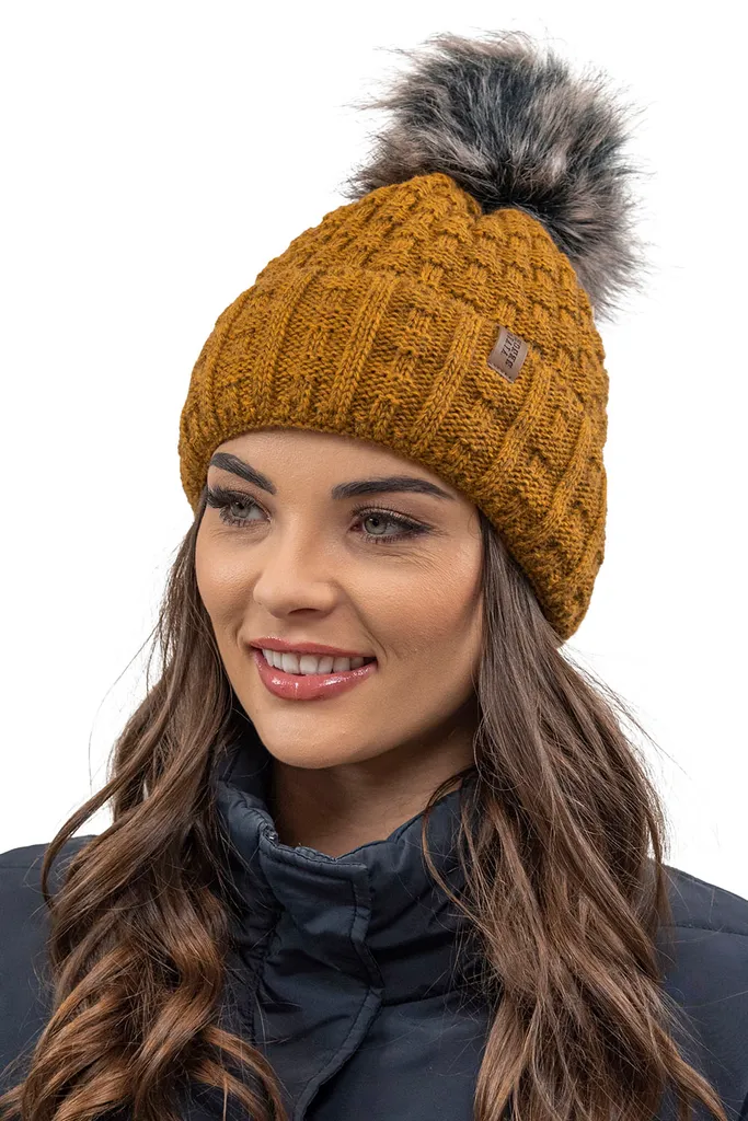 Vivisence Cappello Donna Giallo Scuro con Pompon: Caldo per Inverno - 2