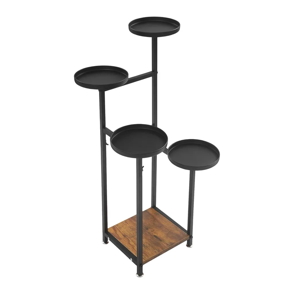 Support plantes noir 5 niveaux métal résistant pour pots de fleurs - 5