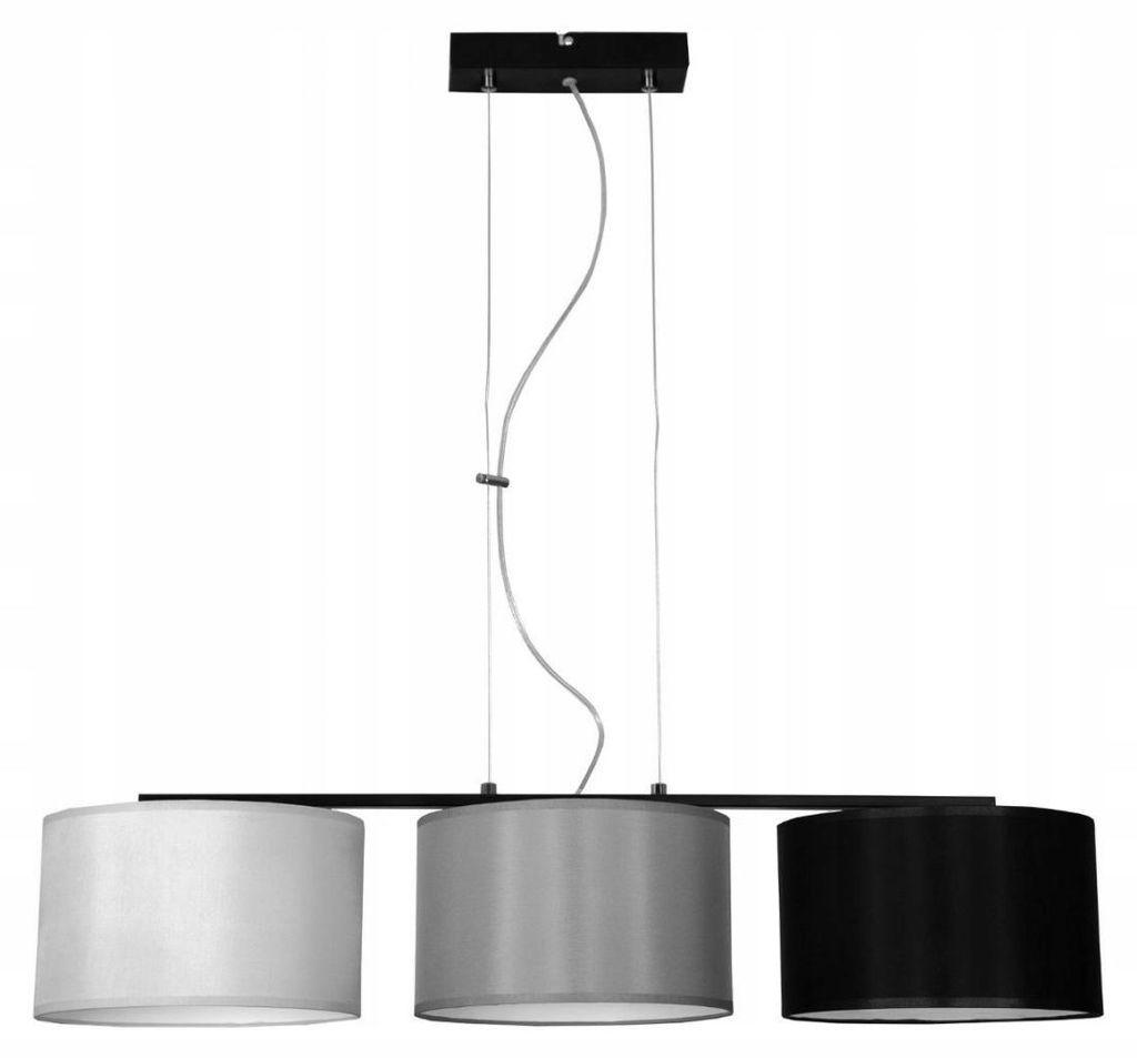Pendelleuchte mit Stoff Lampenschirm 3x E27 – Moderne Hängelampe Deckenleuchte LED Design