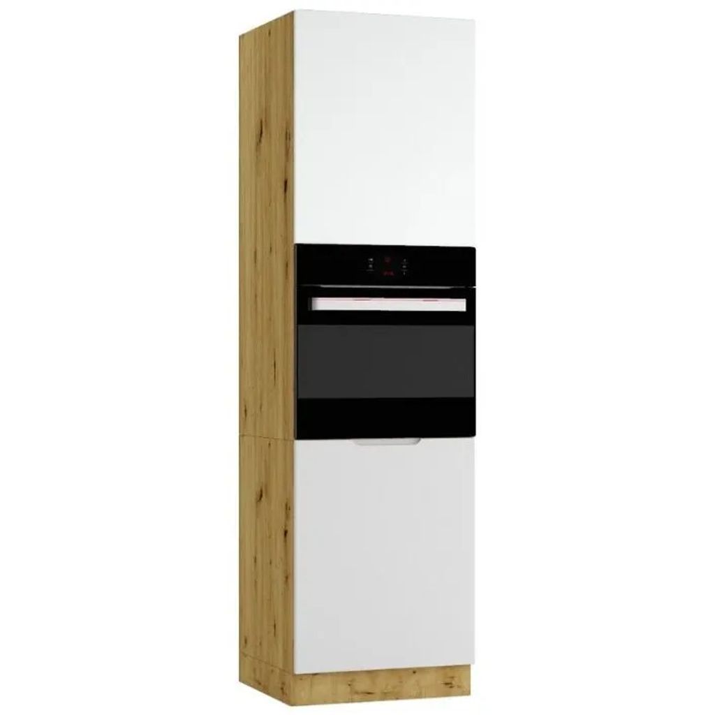 Küche Hochschrank - 60 x 213,3 cm - Eiche Artisan und Hellgrau - Unterschrank für den Backofen - Höhenverstellbar